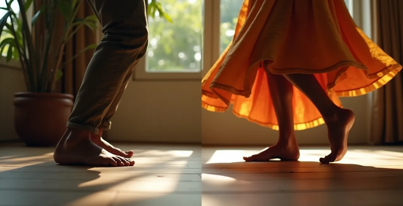 Comparaison visuelle entre la danse introspective du Maloya et la danse aérienne du Séga à La Réunion